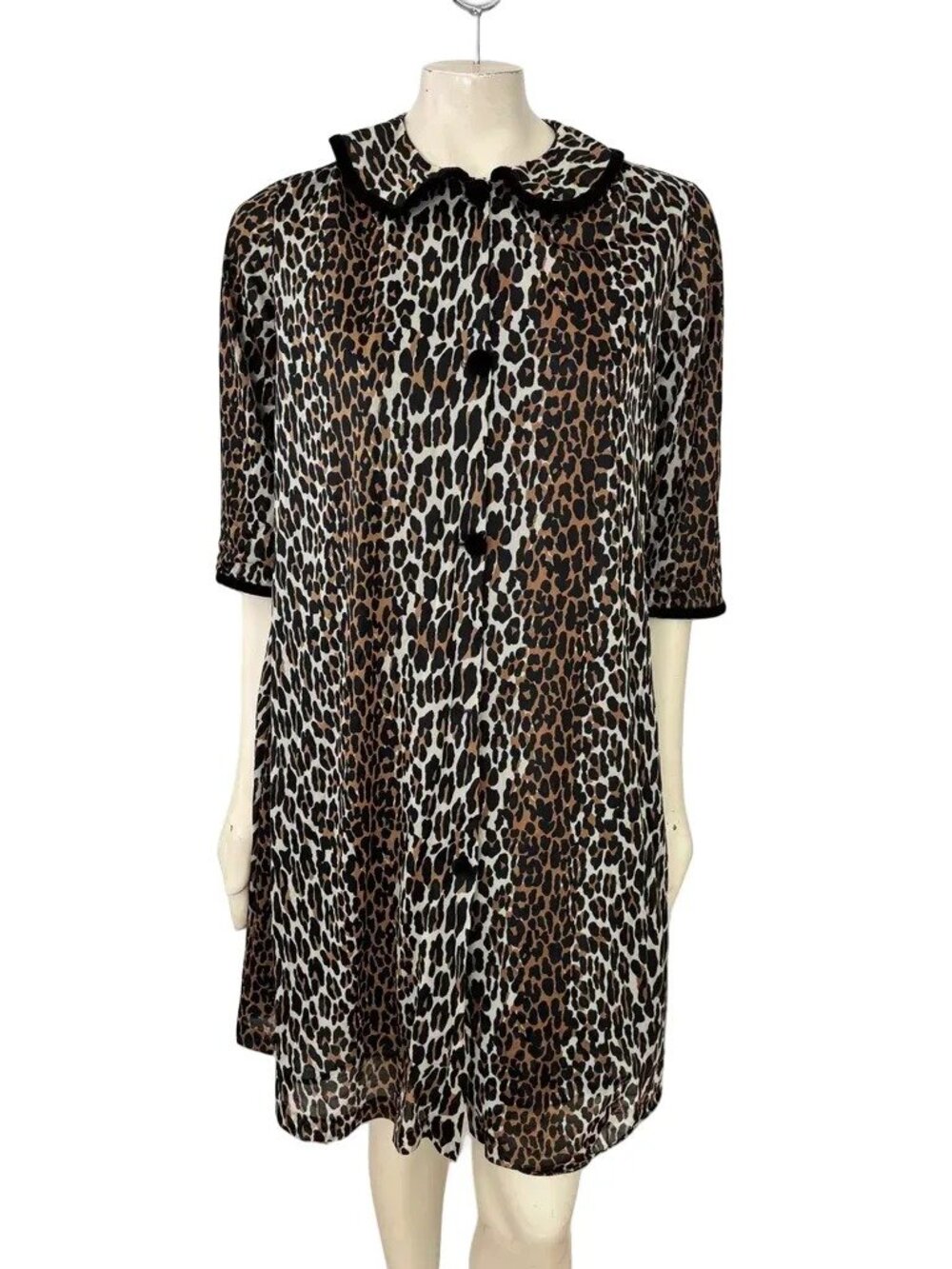 VTG 60s VANITY FAIR  3 Piece Old Hollywood Leopard Print Peignoir Set RARE SZ 6